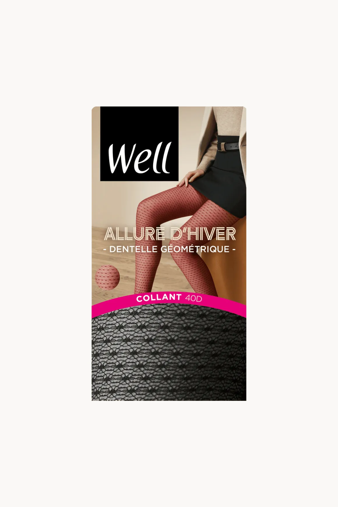 Collant Dentelle Géométrique 40D Allure d'Hiver - Noir ébène