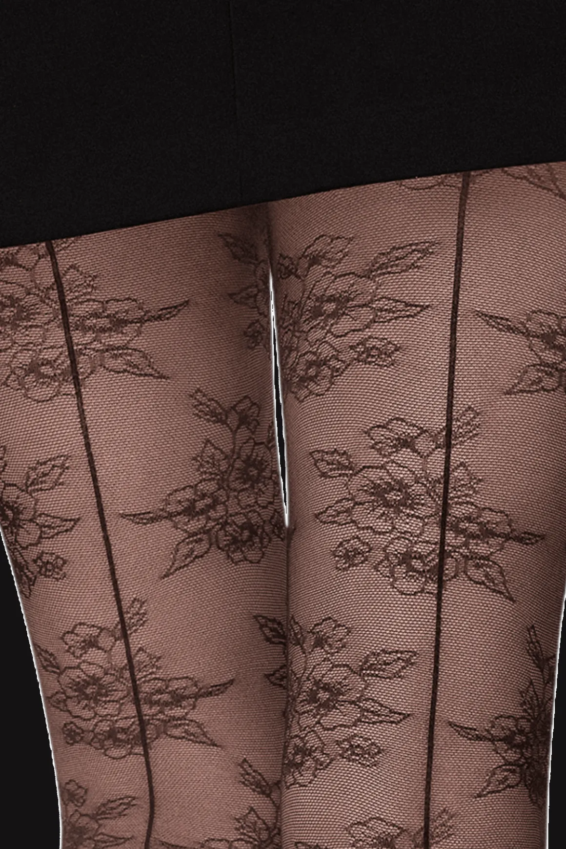 Collant Fantaisie 25D Dentelle Florale Magic Nights - Noir ébène