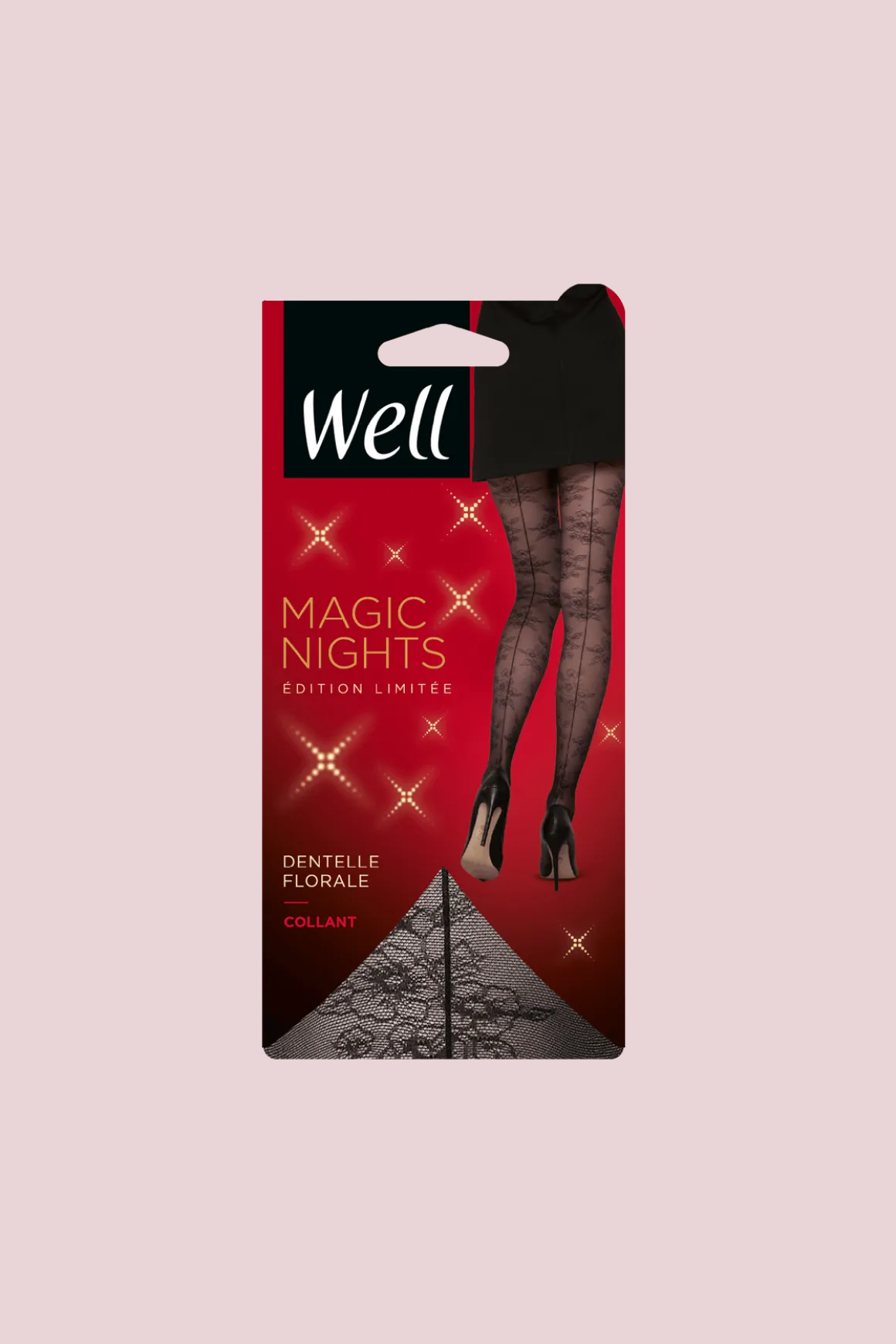 Collant Fantaisie 25D Dentelle Florale Magic Nights - Noir ébène