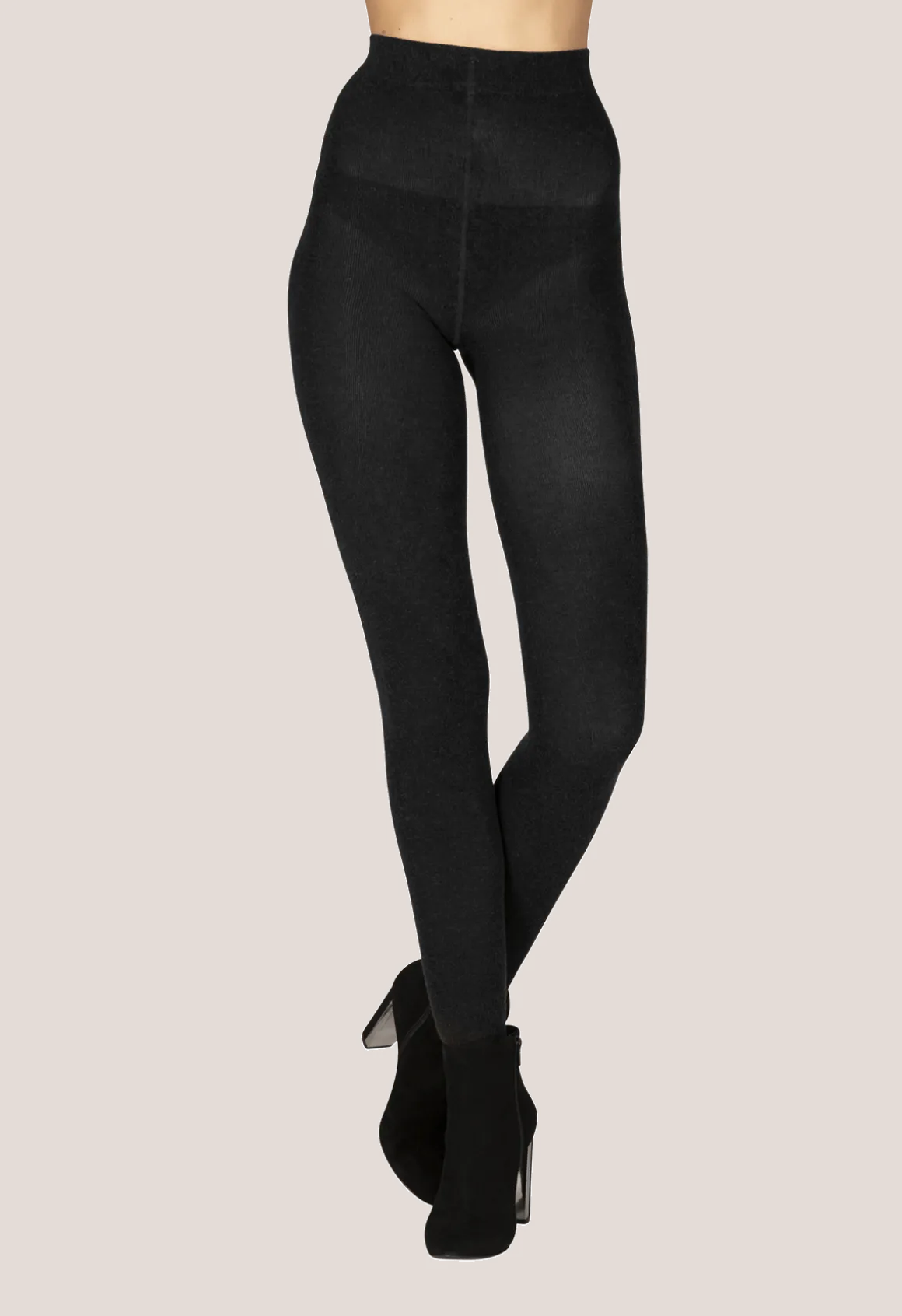 Collant Opaque 220D Laine Angora Allure d'Hiver - Noir cendré