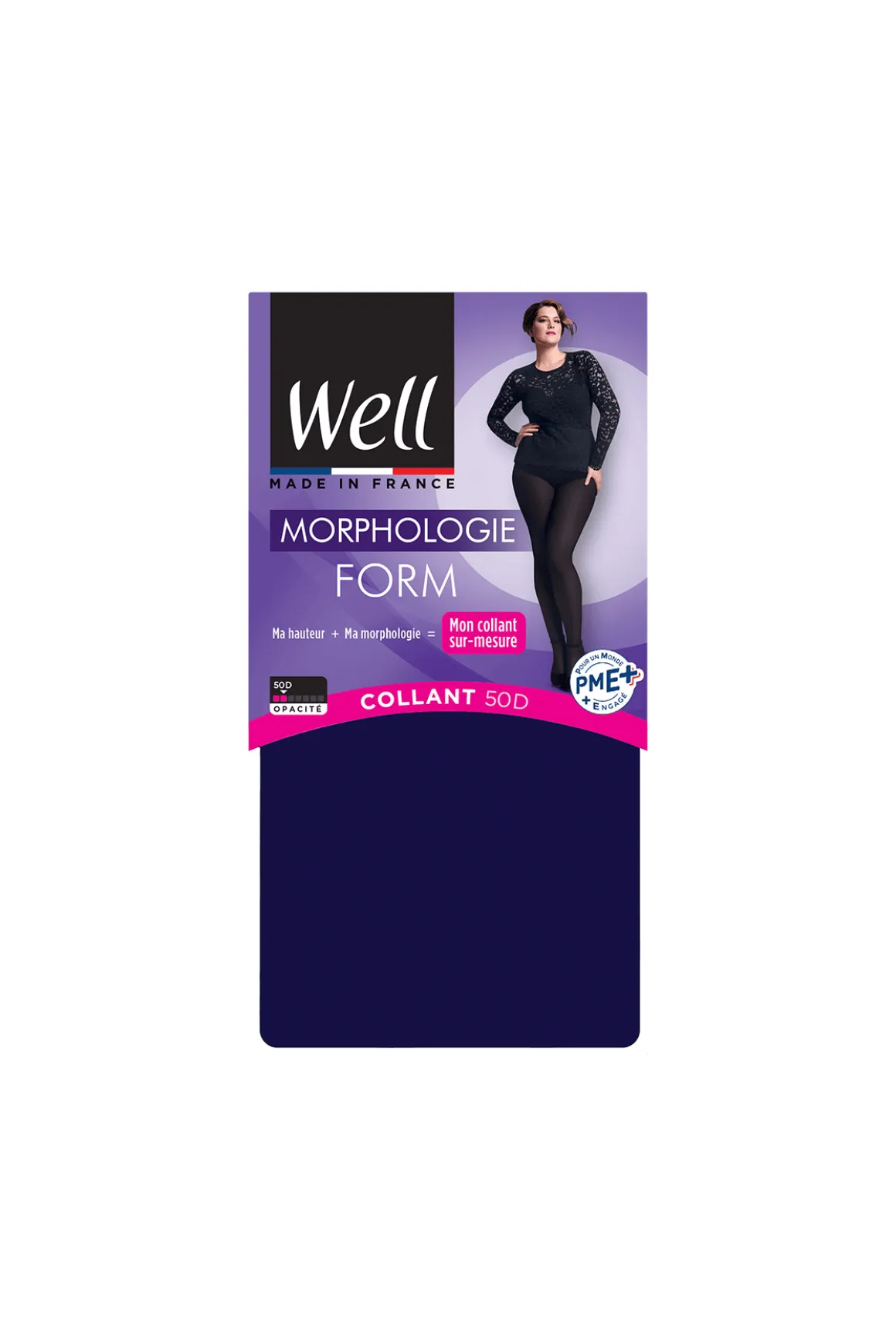 Collant Opaque 50D sur-mesure Morphologie - Bleu profond