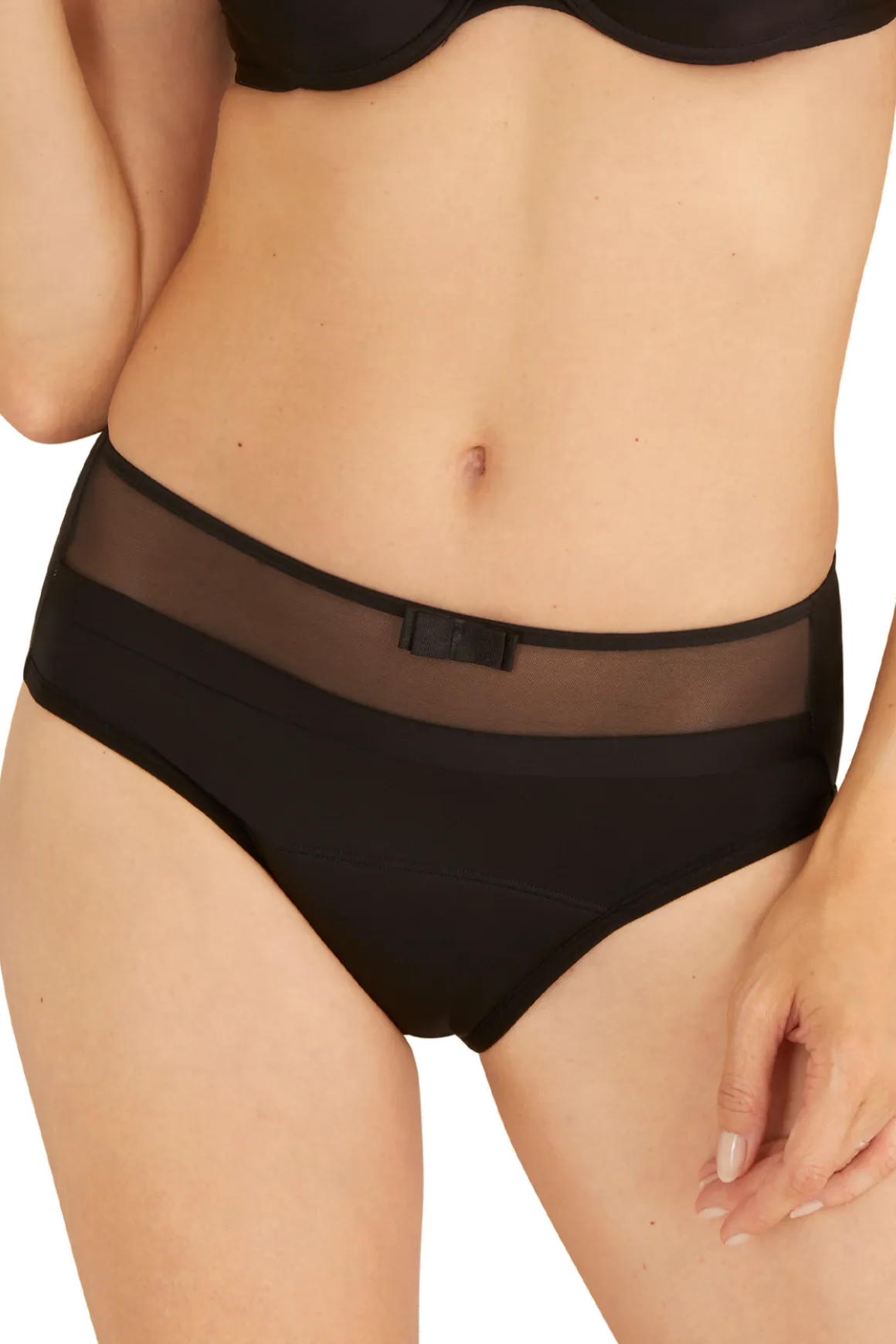 Flux Modéré - Culotte Menstruelle Tulle Design Intimement WELL - Noir