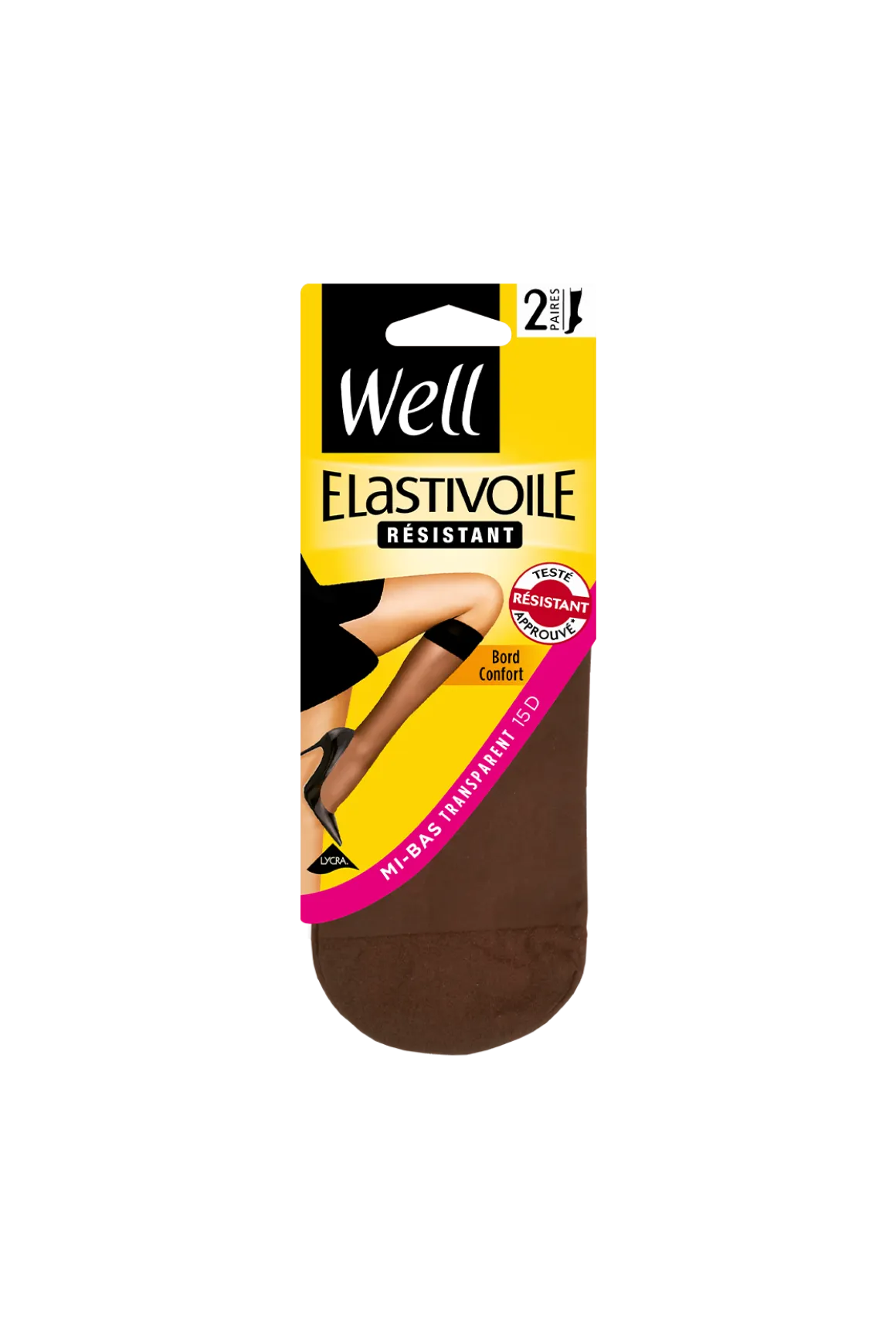 Lot de 2 paires de Mi-bas Transparents 15D Elastivoile Résistant - Gazelle