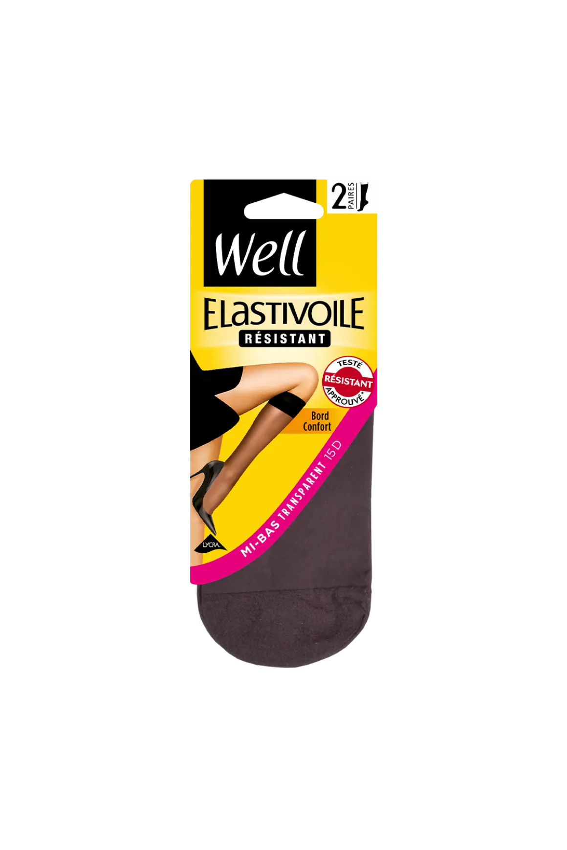 Lot de 2 paires de Mi-bas Transparents 15D Elastivoile Résistant - Loup