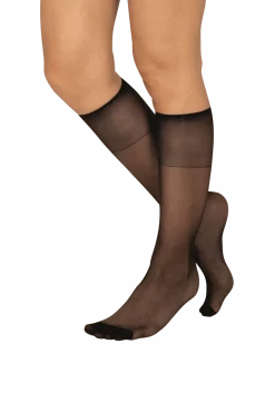 Lot de 2 paires de Mi-bas Transparent Tenue Parfaite 15D Well Infini Confort - Noir
