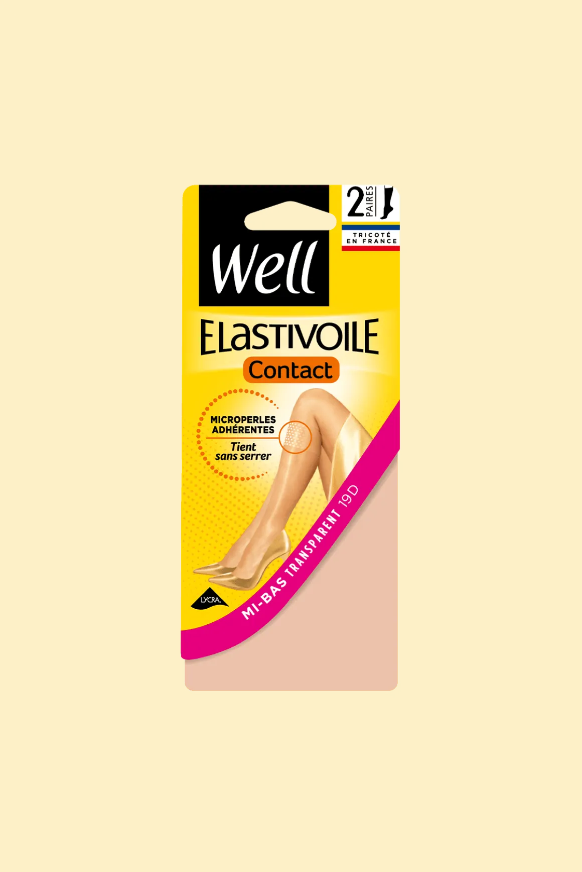Lot de 2 paires de Mi-bas Transparent 19D Elastivoile Contact - Beige miel