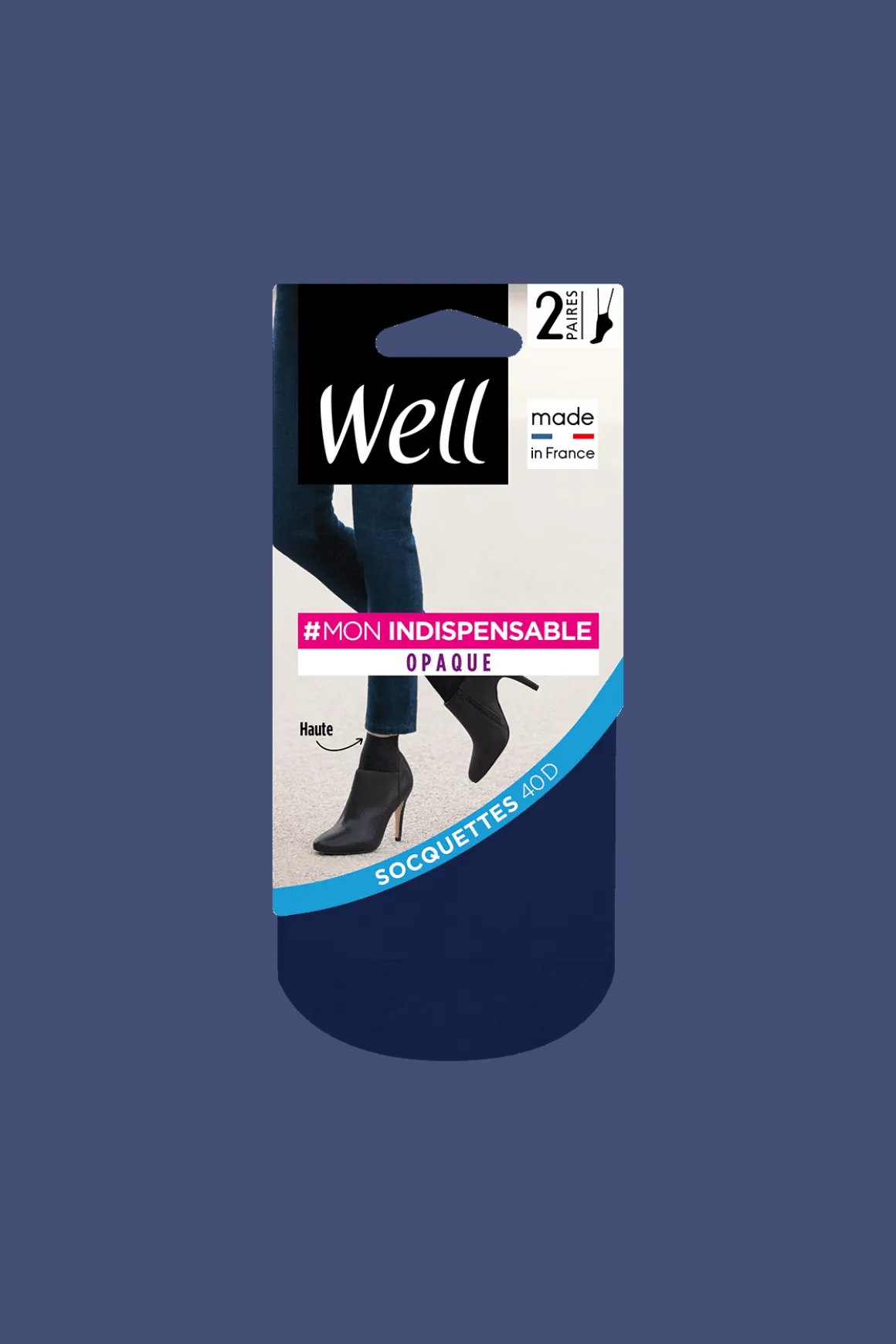 Lot de 2 paires de Socquettes Opaques 40D Mon Indispensable - Bleu nuit