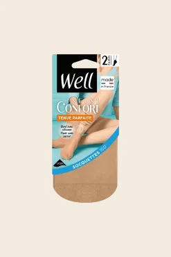 Lot de 2 paires de Socquettes Transparentes Tenue Parfaite 15D Well Infini Confort - Miel