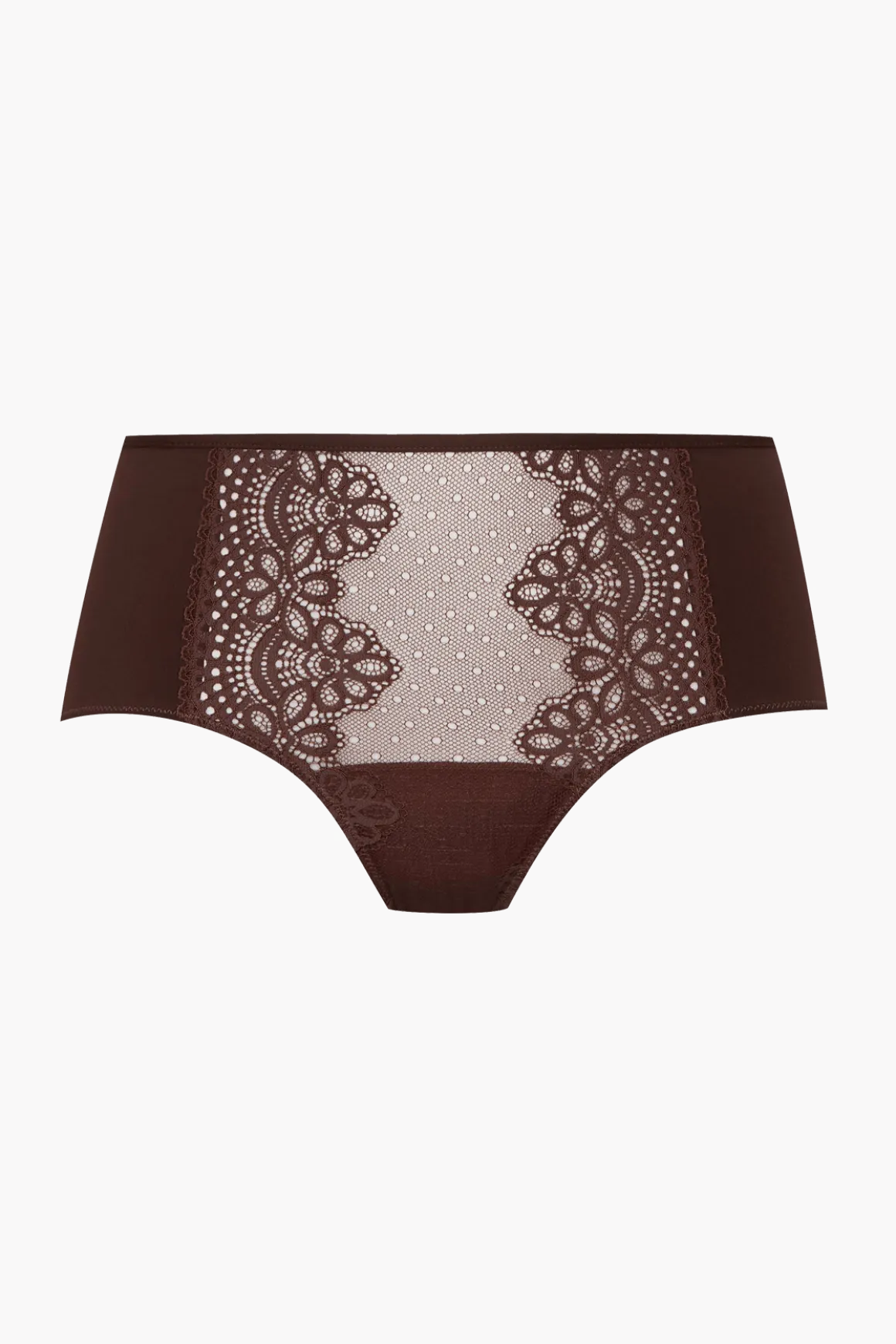 Shorty en dentelle et microfibre L'irrésistible - Châtaigne