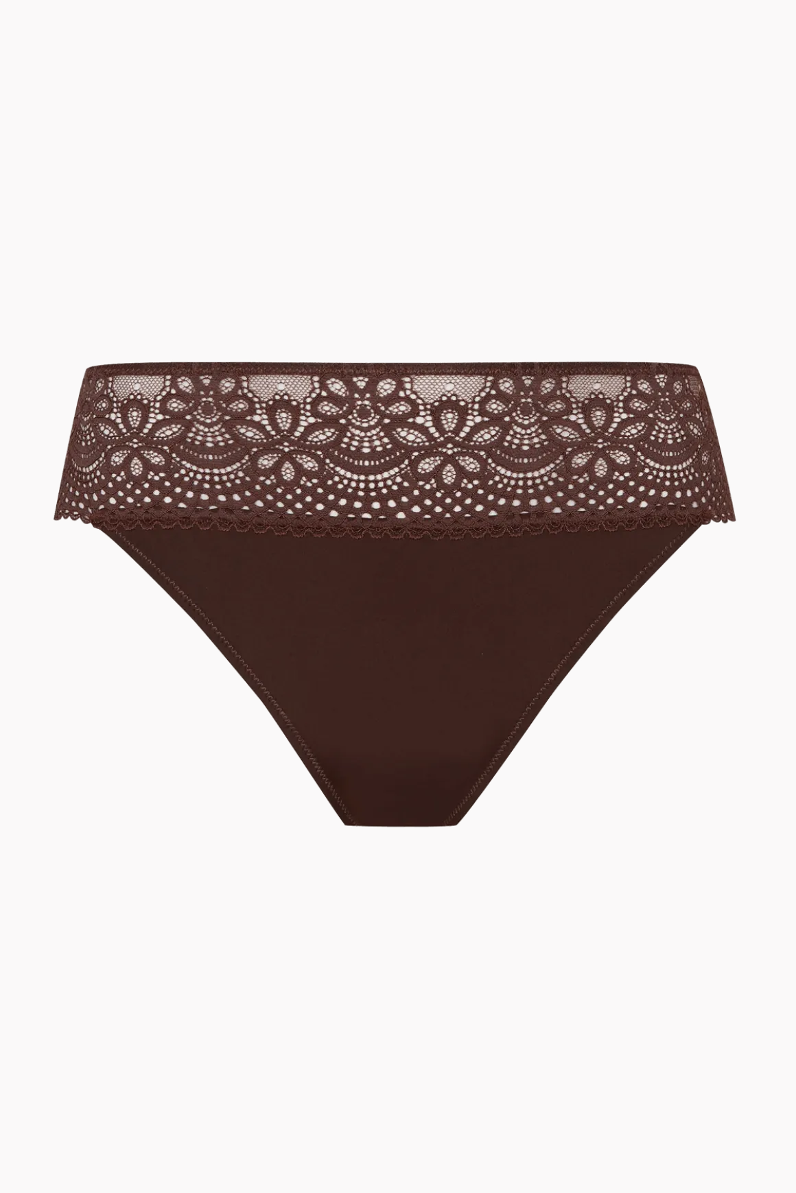 Slip brésilien dentelle et microfibre L'irrésistible - Châtaigne