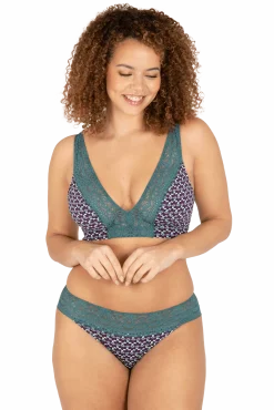 Slip brésilien dentelle et microfibre L'irrésistible - Imprimé folk