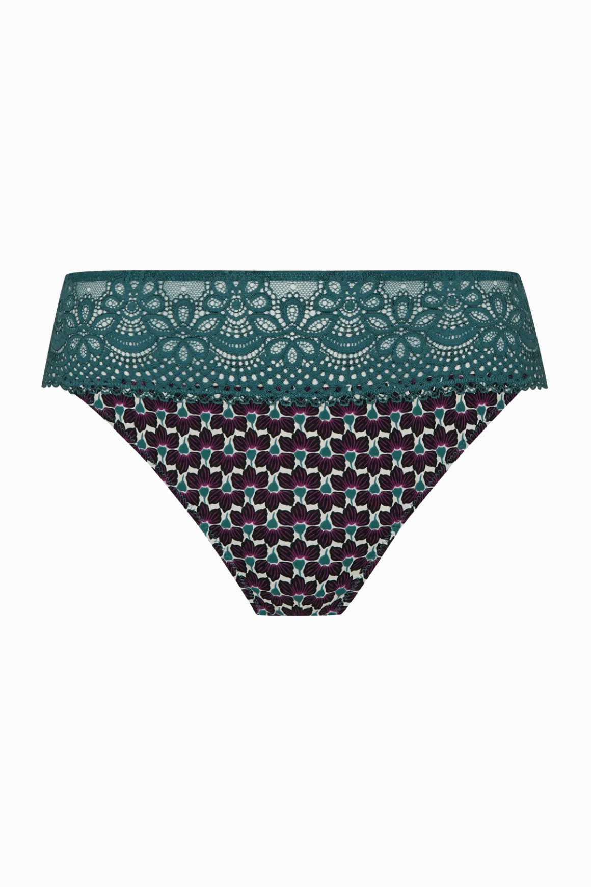 Slip brésilien dentelle et microfibre L'irrésistible - Imprimé folk