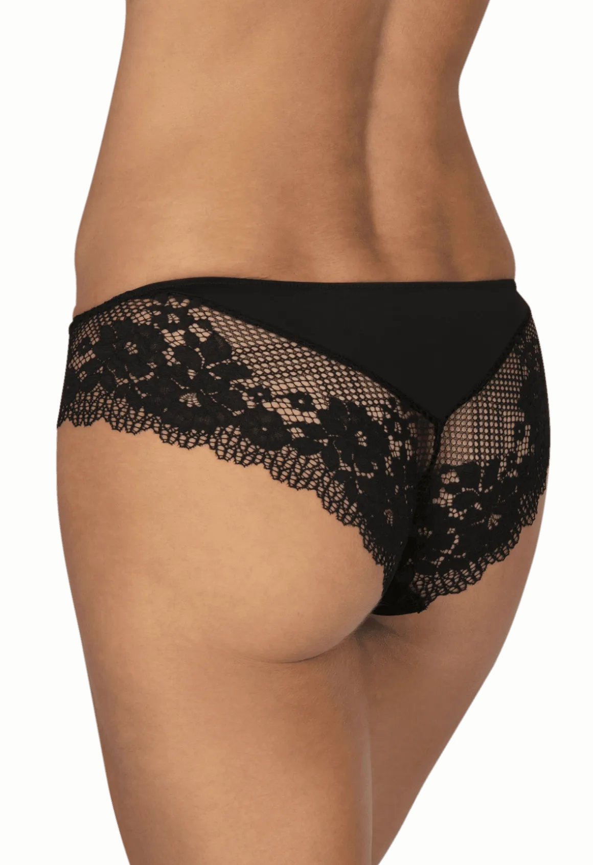 Slip Résille Florale - Noir