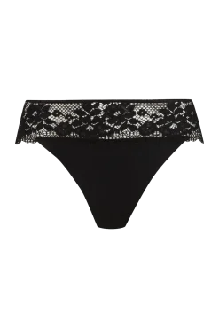 Slip Résille Florale - Noir