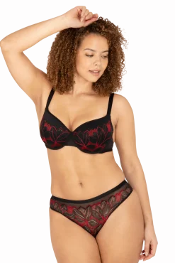 Soutien-gorge à coques Nymphéas - Noir / rouge