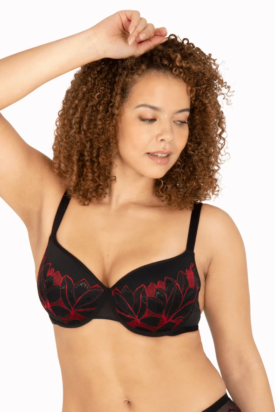 Soutien-gorge à coques Nymphéas - Noir / rouge