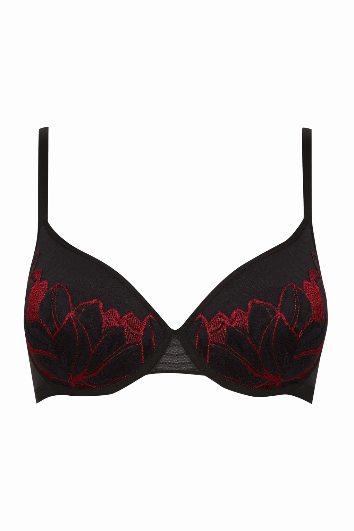 Soutien-gorge à coques Nymphéas - Noir / rouge