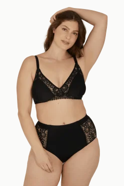 Soutien-gorge sans armatures basque dentelle Well Allure L'Elégante - Noir