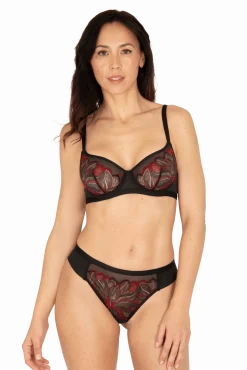 Tanga Nymphéas - Noir / Rouge